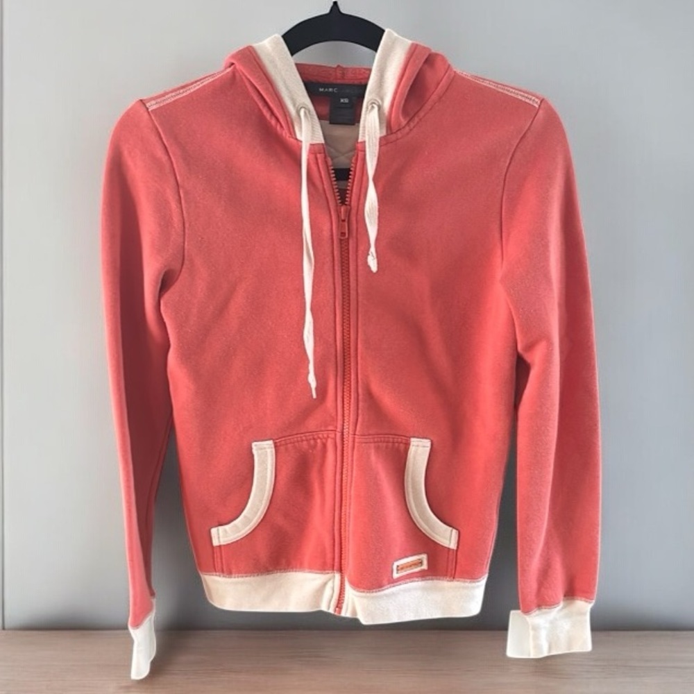 Marc Jacobs Coral Hoodie with Cream Accents sz XS